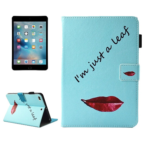 Wewoo Smart Cover pour iPad mini 4/3/2/1 Lèvres et Feuilles Motif Horizontal Étui en cuir Flip avec support portefeuille fentes cartes fonction veille / réveil fente stylo