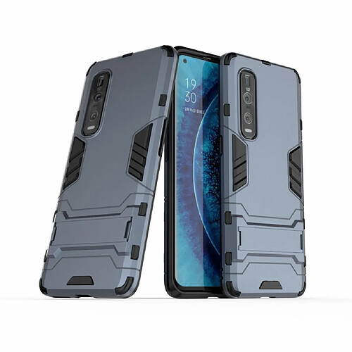 Coque en TPU Hybride 2 en 1 avec béquille bleu pour votre Oppo Find X2 Pro