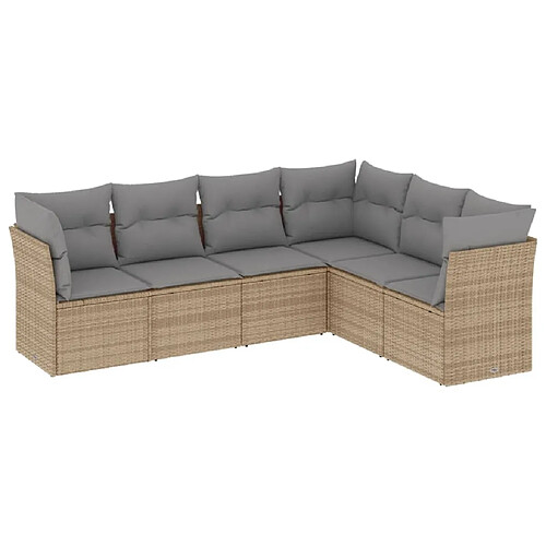 Maison Chic Salon de jardin avec coussins 6 pcs | Ensemble de Table et chaises | Mobilier d'Extérieur beige résine tressée -GKD20990