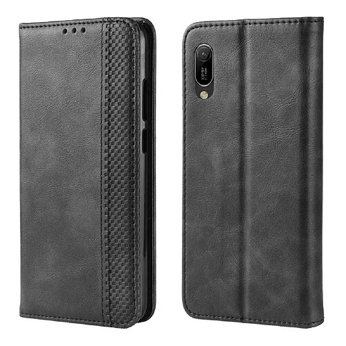 Wewoo Housse Coque Boucle magnétique rétro Crazy Horse Texture en cuir à rabat horizontal pour Huawei Y6 Pro 2019avec support et fentes cartes et cadre photo noir