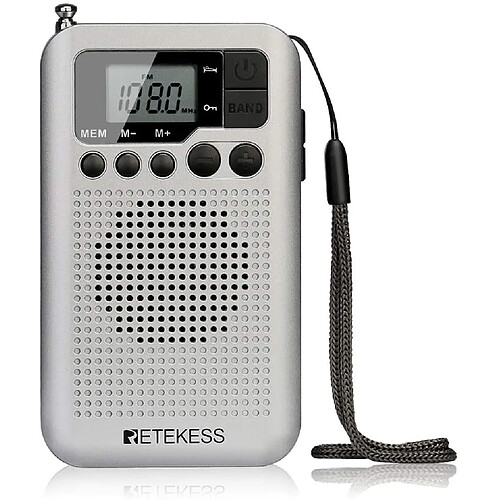 RETEKESS mini radio portable AM FM avec haut-parleur Intégré gris