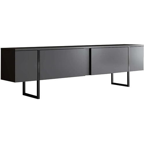 Hanah Home Meuble TV en aggloméré et métal Luxe anthracite + noir.