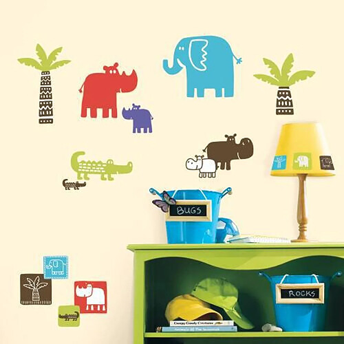 Thedecofactory PETITS ANIMAUX DANS LE SAFARI - Stickers repositionnables petits animaux dans le safari