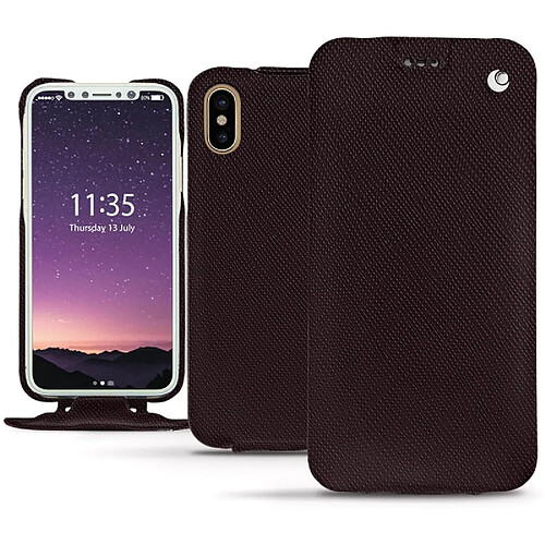 Housse cuir Apple iPhone Xs - Rabat vertical - Marron envoûtant ( Pantone #4e3629 ) - NOREVE