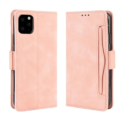 Wewoo Coque Étui en cuir de style portefeuille skin veau pour iPhone 11 Pro avec fente carte séparée rose