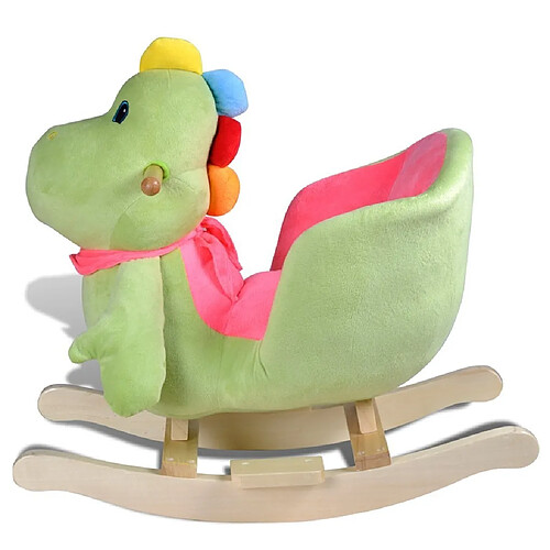 Helloshop26 Siège fauteuil chaise à bascule enfant jouet tissu vert 0102023