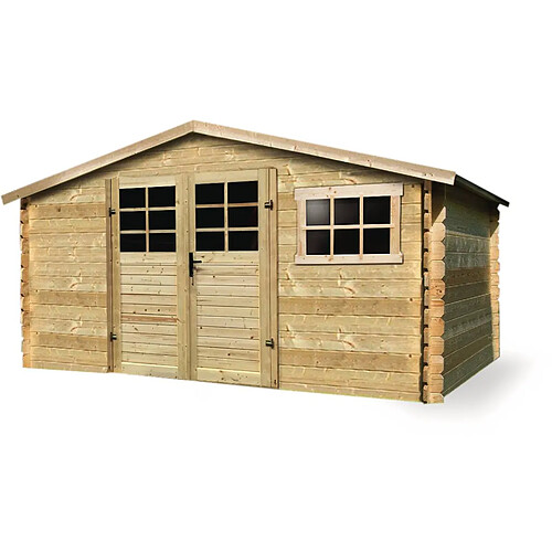 Solid Abri jardin bois traditionnel - 11.56 m2 - 388 x 298 x 218 cm - 28mm