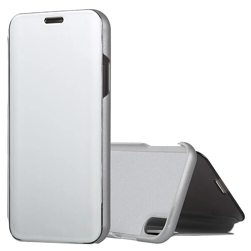 Wewoo Etui à rabat horizontal en cuir avec miroir de galvanisation pour iPhone XR, avec support (Argent)