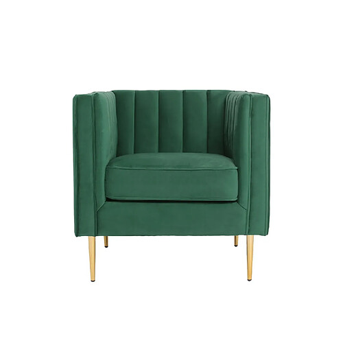 Fauteuil James Velours Vert pieds doré