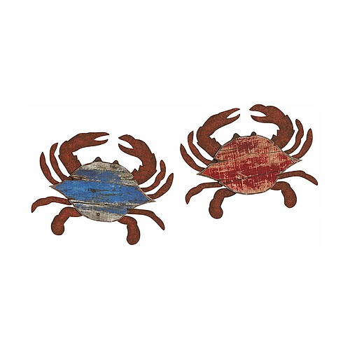 Aubry Gaspard Crabes rouge et bleu déco murale (Lot de 2).