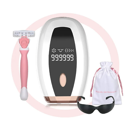 Chrono Appareil laser d'épilation IPL, épilateur permanent pour femmes et hommes, système automatique de 999 999 flashs, blanc