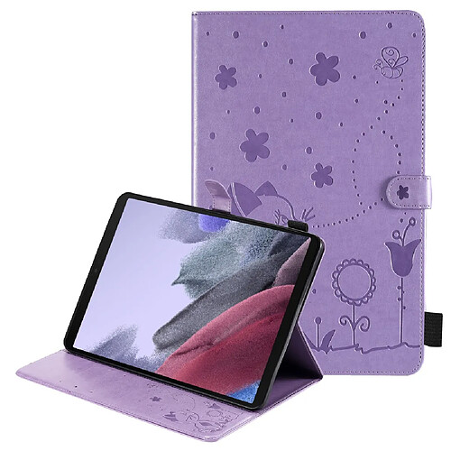 Etui en PU motif chat et abeille avec support violet pour votre Samsung Galaxy Tab A7 Lite 8.7 pouces/T225/T220