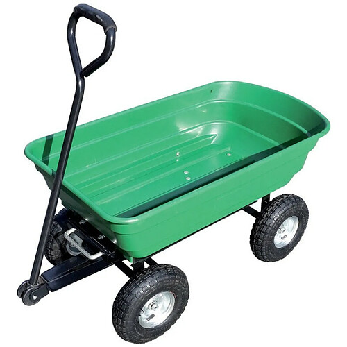 Brixo Chariot de jardin cuve basculante en polypropylène 250 kg charge max 4 roues gonflables