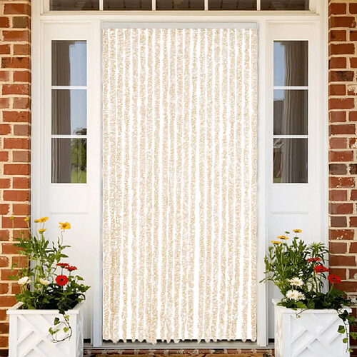 vidaXL Rideau anti-mouches beige et blanc 90x220 cm chenille