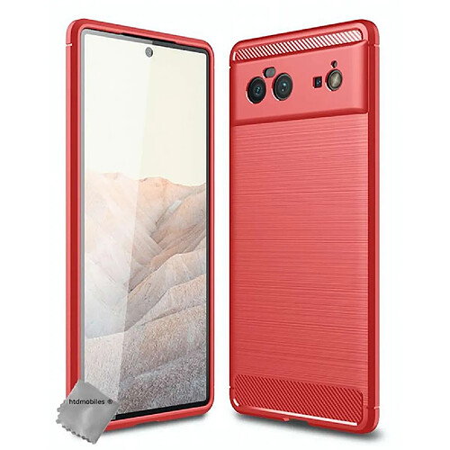 Htdmobiles Coque silicone gel carbone pour Google Pixel 6 + film ecran - ROUGE