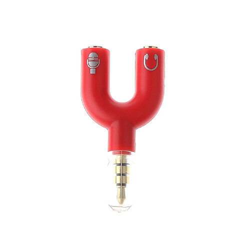 Adaptateur répartiteur de câble audio aux 3.5mm pour écouteur casque pc rouge