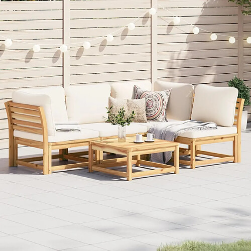 vidaXL Salon de jardin avec coussins 5 pcs Bois d'acacia solide