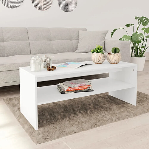 vidaXL Table basse Blanc 100x40x40 cm Bois d'ingénierie