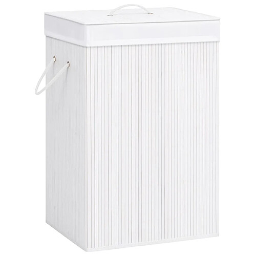 vidaXL Panier à linge avec une seule section bambou blanc