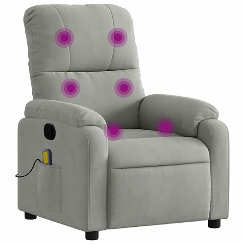 Maison Chic Fauteuil Relax pour salon, Fauteuil inclinable de massage gris clair tissu microfibre -GKD61665