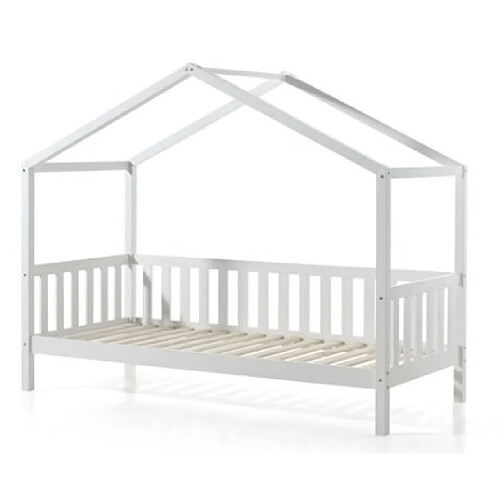 Mes Lit cabane 90x200 cm en pin blanc - ROODY