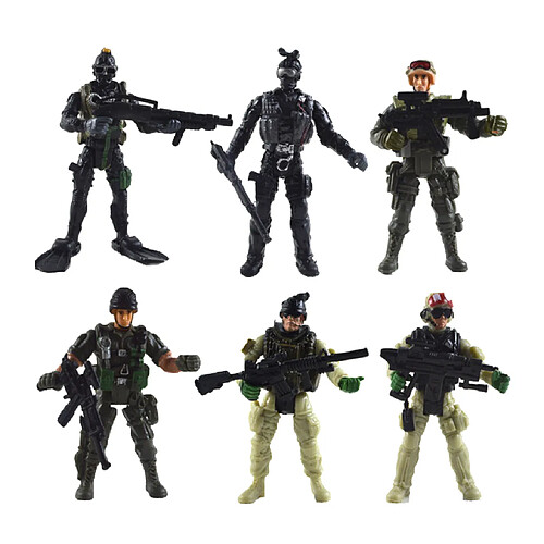 Soldat militaire de 6 pièces avec des armes à feu figurines figurines