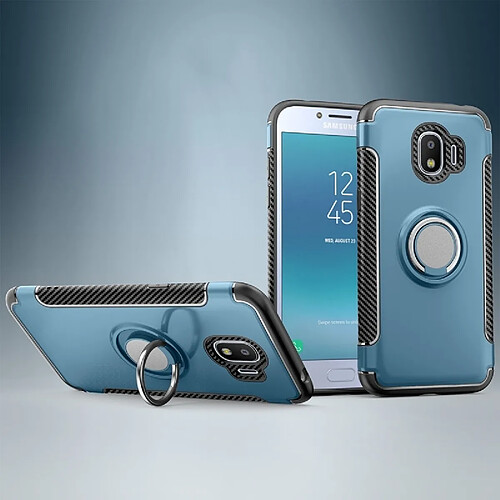 Wewoo Coque Étui de protection magnétique à 360 degrés avec anneau de rotation pour Galaxy J2 Pro 2018 bleu marine