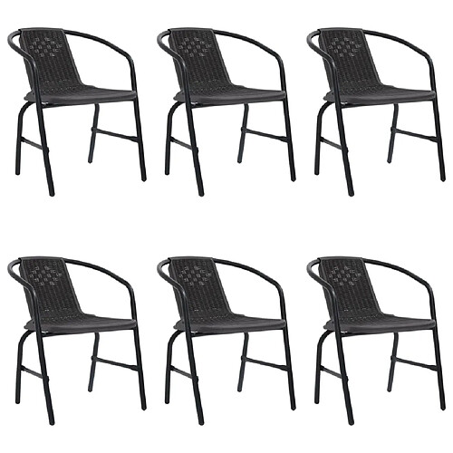 vidaXL Chaises de jardin lot de 6 Rotin plastique et acier 110 kg