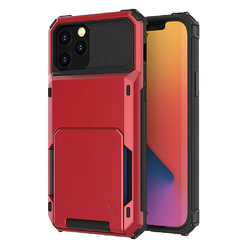 Coque en TPU à rabat, hybride, anti-chute avec porte-cartes rouge pour votre Apple iPhone 13 Pro 6.1 pouces