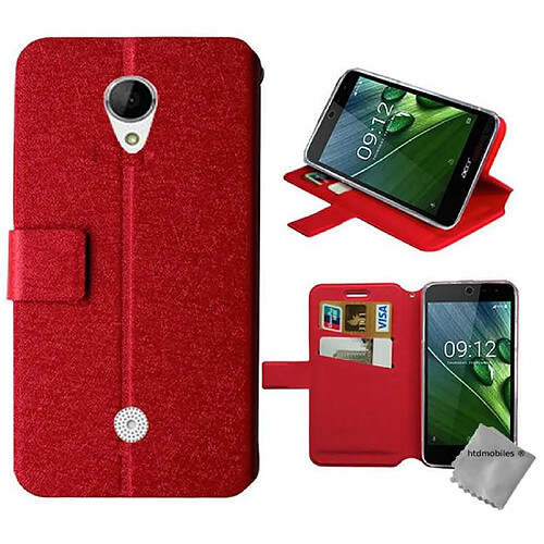 Htdmobiles Housse etui portefeuille pour Acer Liquid Zest 3G Z525 + film ecran - ROUGE