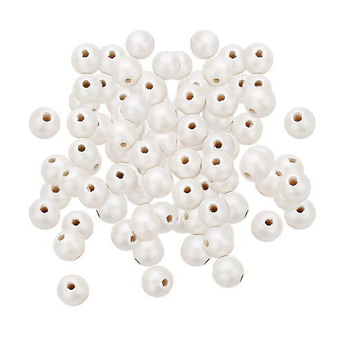 100 pièces de perles en bois peint blanc perle entretoise perles fabrication de bijoux 8mm