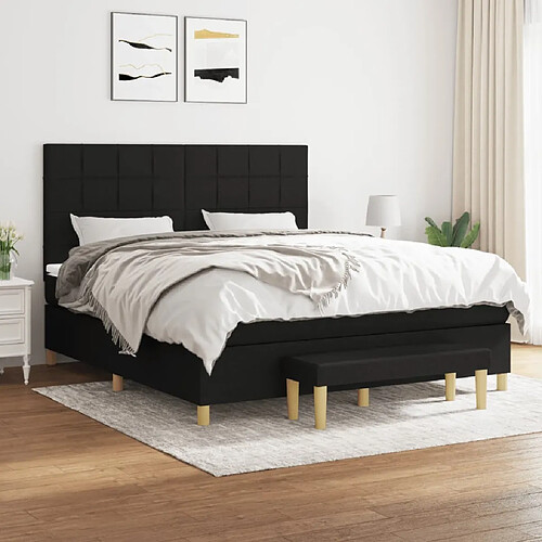 Maison Chic Lit Adulte - Lit simple Lit à sommier tapissier avec matelas moelleux - Meuble de Chambre - Noir 160x200 cm Tissu -MN64440