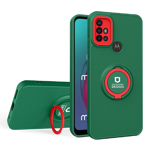 Coque en TPU antichoc avec béquille Vert noirâtre/rouge pour votre Motorola Moto G10/G20/G30