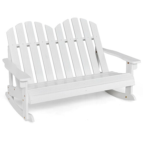 Helloshop26 Fauteuil à bascule banc de jardin en bois de sapin 2 places pour enfants de 3 ans+ avec inclinaison 30°charge 100 kg blanc 20_0005181