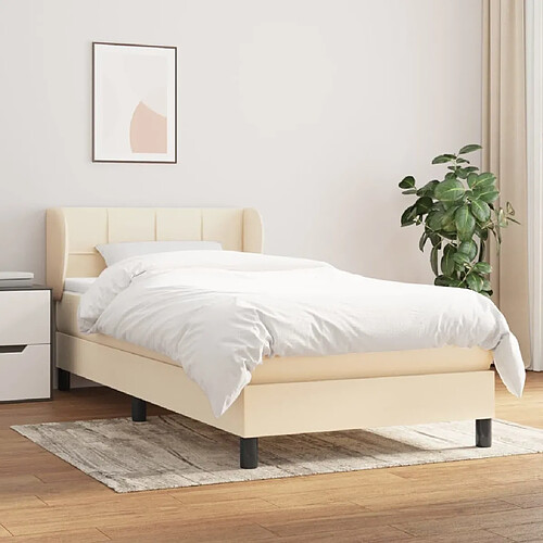 Maison Chic Lit Adulte - Lit simple Lit à sommier tapissier avec matelas moelleux - Meuble de Chambre - Crème 100x200 cm Tissu -MN29300