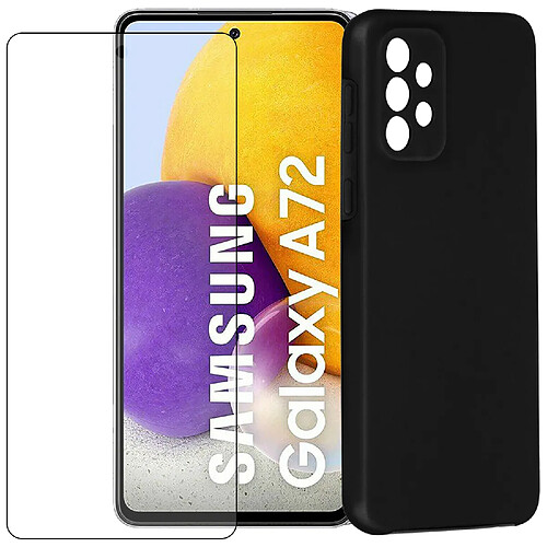 Film protecteur verre trempé pour Samsung Galaxy A72 5G SM-A726B taille 6.7" + Coque de protection noir souple - VISIODIRECT -