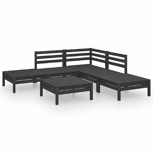 Maison Chic Salon de jardin 6 pcs - Table et chaises d'extérieur - Mobilier/Meubles de jardin Moderne Bois de pin massif Noir -MN18293