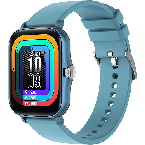 Chrono Montre Connectée Femmes, 1,7 Pouces Montre Intelligente IP67 Etanche Fréquence Cardiaque Podomètre Sommeil Fitness Tracke Smartwatch pour Android iOS,Blue