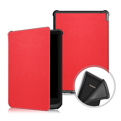 Coque en TPU + PU couleur unie rouge pour votre PocketBook 616/627/632/632 Plus