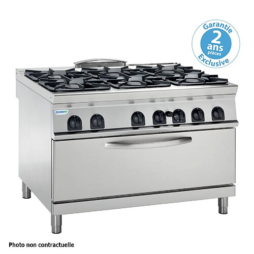 Fourneau avec four gaz statique extra-large - 6 feux grill (3 kW) - gamme 700 - modules 400 - Tecnoinox