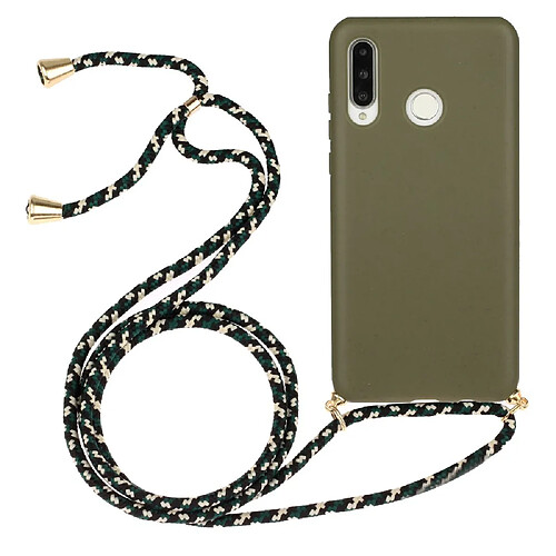 Coque en TPU la paille de blé avec dragonne vert pour votre Huawei P30 Lite