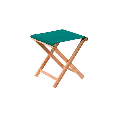 Lona Tabouret bois d'eucalyptus tissu 100% coton Elvas vert.