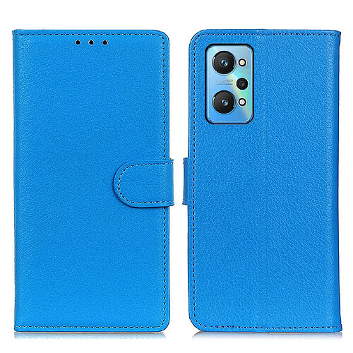 Etui en PU texture litchi avec support, bleu pour votre Realme GT Neo2