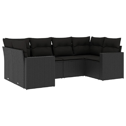 Maison Chic Salon de jardin 6 pcs avec coussins | Ensemble de Table et chaises | Mobilier d'Extérieur noir résine tressée -GKD82509