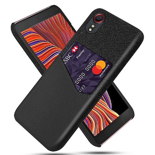 Coque en TPU + PU Conception bien protégée avec porte-carte noir pour votre Samsung Galaxy Xcover 5