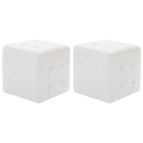 vidaXL Poufs 2 pcs Blanc 30 x 30 x 30 cm Similicuir