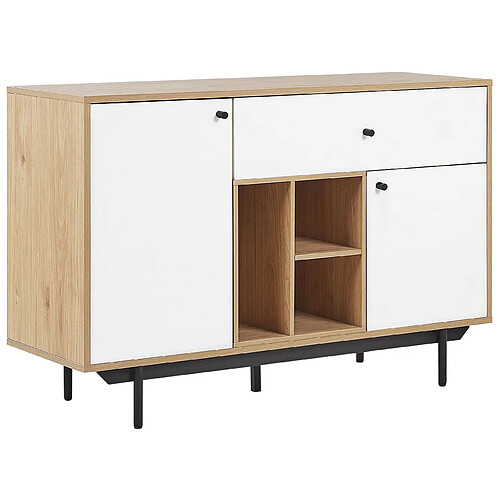 Beliani Commode effet bois clair / blanc 1 tiroir ITACA