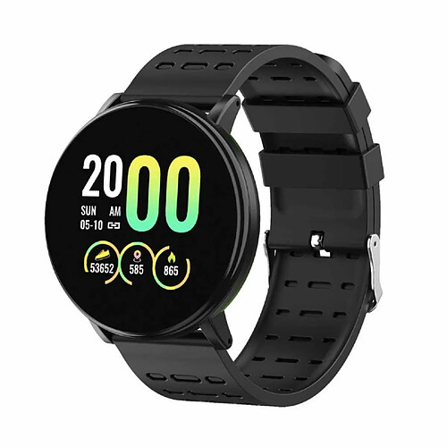 Montre intelligente et ajustée iWear M9 ronde avec Full Touch 1,3'' IPS Contrôle multimédia / HR / Tension artérielle / Social Noir