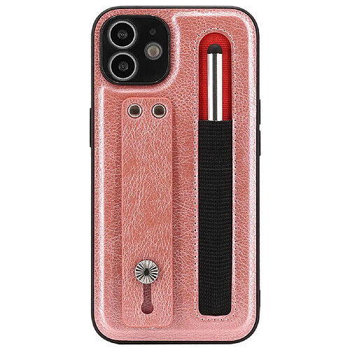 Coque en TPU + PU avec béquille en bandoulière et fente pour stylo rose pour votre iPhone 11 6.1 pouces