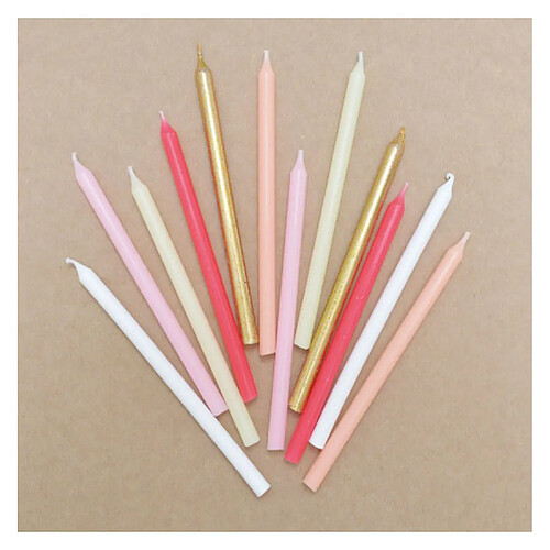 Scrapcooking 12 bougies longues rose & or - 12cm